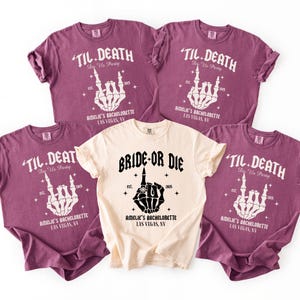 Comfort Colors Bride Or Die Bachelorette Party Shirt: Funny Halloween Skeleton Bach