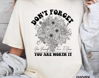 Comfort Colors Floral Mental Health T-Shirt: Keep Going, Keep Growing