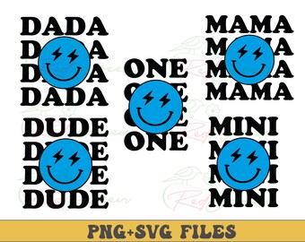 Un chico feliz, primer cumpleaños, familia a juego, SVG PNG (archivos digitales)