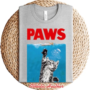 Paws Kitten Jaws T-Shirt, Cute Cat Fun T Shirt Gift For Funny Cat Lover Shirt,  Meowy Cat Shirt, Paws Cat and Funny Cat Lover Parody T-shirt