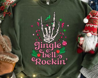 Skeleton Hand Jingle Bell Rock Christmas Tee