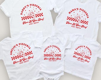 Personalized Retro Pizzeria T-Shirts: Matching Family Pizza Lover Gift