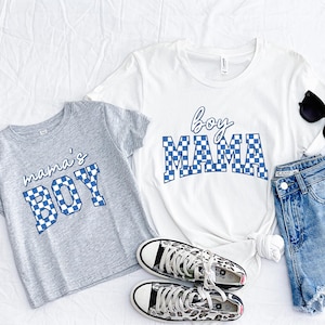 Boy Mama and Mama&#39;s Boy Matching Shirt, Chekered Mommy and Me T-Shirt, Mother’s Day Gift Shirt, Mom Boy Toddler Tee, Mommy & Baby Bodysuit