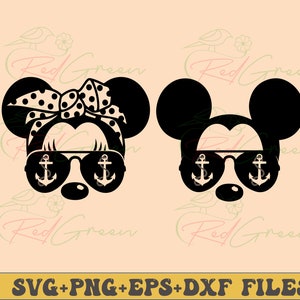 Nautical, mouse, cruise, trip, family, vacation, bundle, vacay mode, anchor, polka dots, bandana, aviator, sunglasses, instant download, SVG