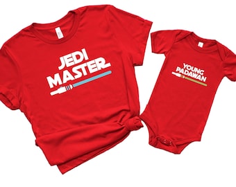 Jedi Master & Young Padawan Matching T-Shirts: Movie Fan Gift