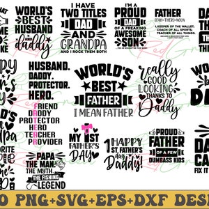 20 Fathers Day Svg Bundle, Dad svg, Father svg, Papa svg, Best dad ever svg, Grandpa svg, Family svg bundle, Svg Cut Files For Cricut