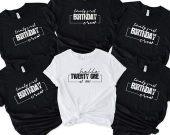 21st Birthday Crew Shirt: Hello Twenty One Tee