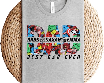 Custom Dad Shirt Superhero Fathers Day Gifts Husband Gifts Custom Gift For Dad Superhero Shirt Personalized Shirt Trendy Cartoon Tee