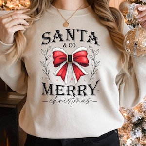 Santa & Co. Christmas Sweatshirt: Coquette Bow Xmas Shirt