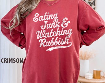 Comfort Colors 'Home Alone' Christmas Sweatshirt: Eating Junk And Watching Rubbish Shirt