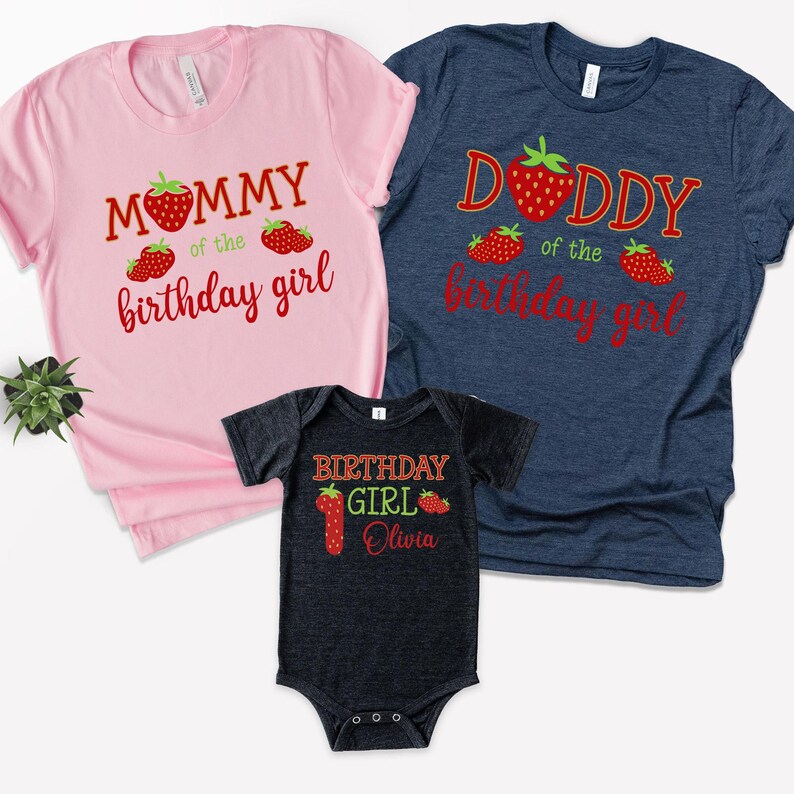 Custom Strawberry Birthday Shirt: Family Matching Party Tee image 7