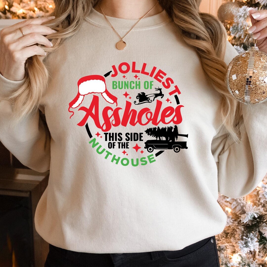Jolliest Bunch Christmas Long Sleeve Shirt: Funny Xmas Tee Gift ...