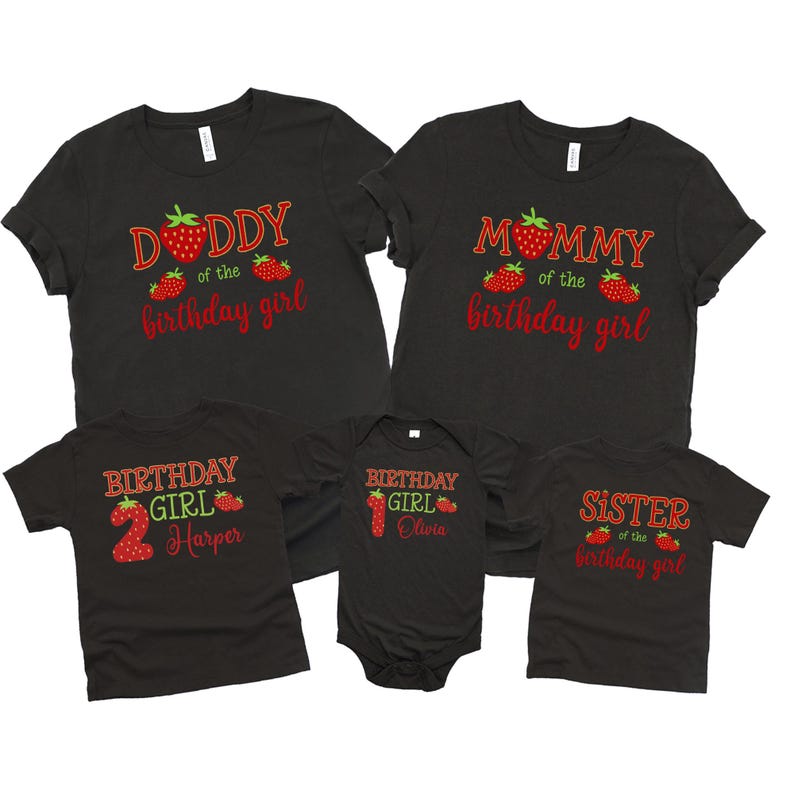 Custom Strawberry Birthday Shirt: Family Matching Party Tee image 5