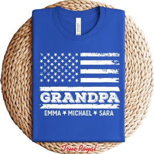 Custom Grandpa Flag Shirt, Personalized Grandpa Shirt with Kids Names, Father&#39;s Day Gift for Grandpa, Fathers Day Shirt, Gift For Him