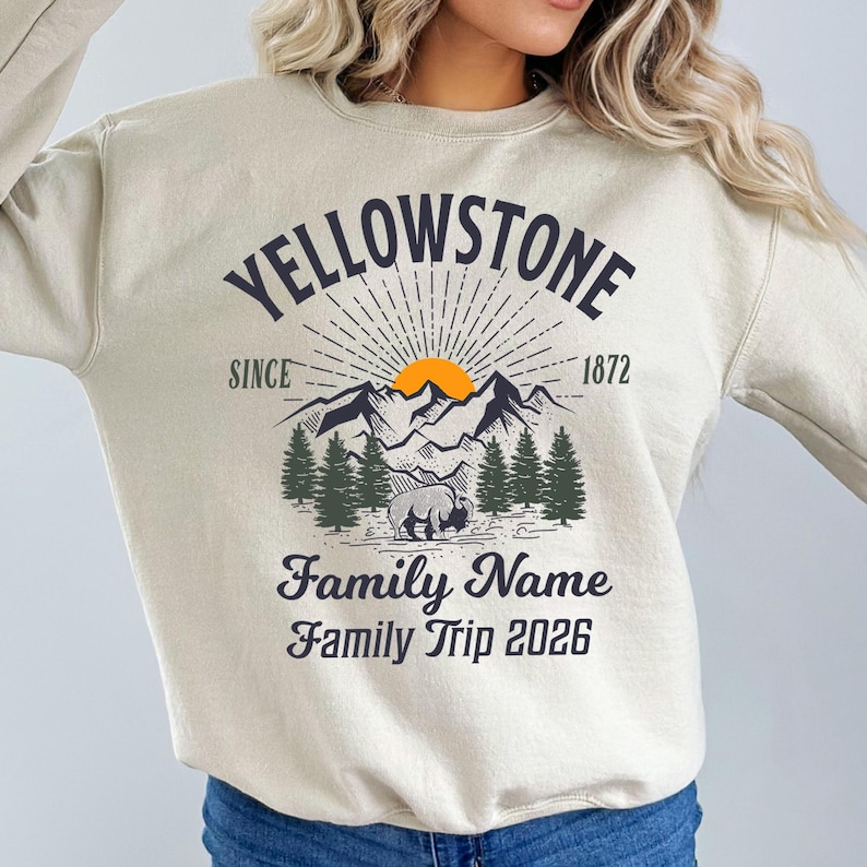Custom Yellowstone Family Trip Shirt: National Park Group Vacation Sweatshirt image 6
