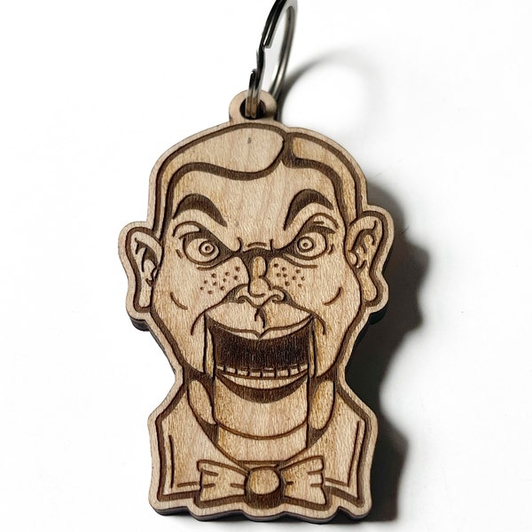 Slappy from goosebumps keychain - laser engraved horror genre custom wood art