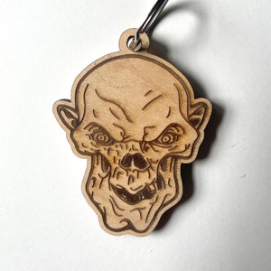 Crypt Keeper keychain - laser engraved horror genre wood art