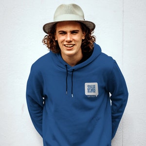 Interactive Sweatshirt with QR Code: Optical Illusion Apparel Stygian Blue