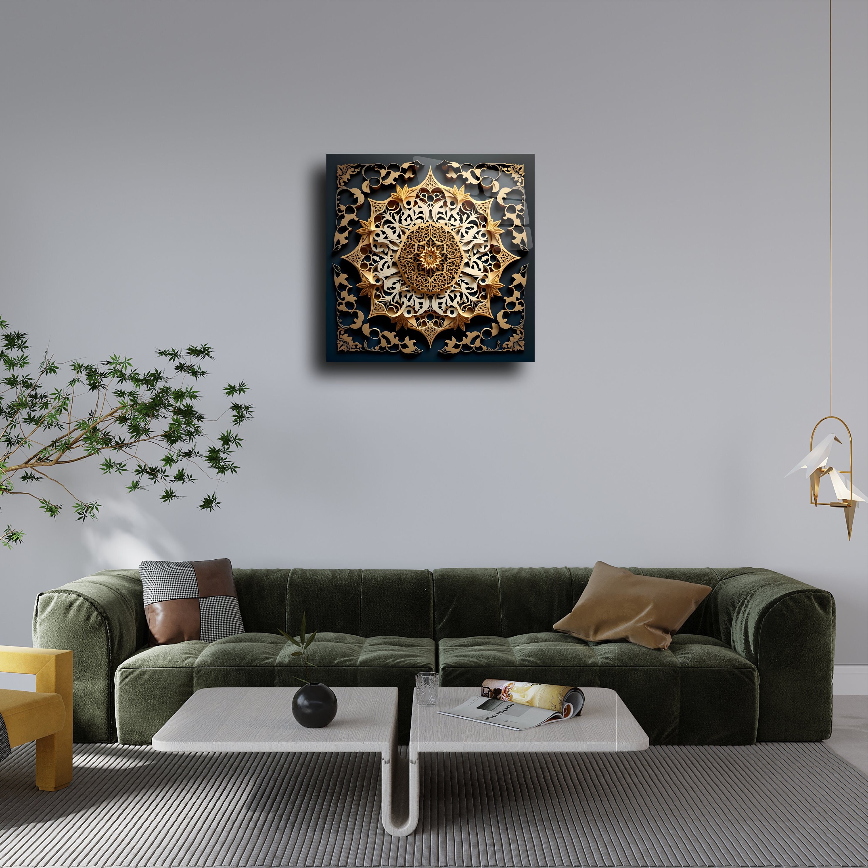 Colorful Sacred Geometry Mandala Designed Glass Wall Art Decor,yoga ...