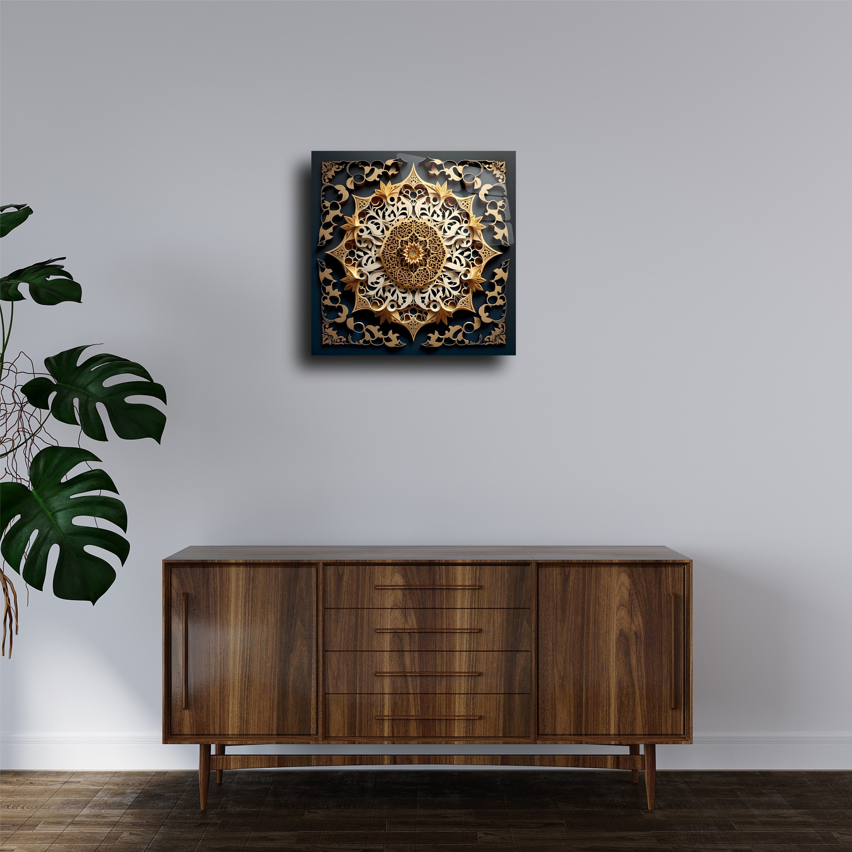 Colorful Sacred Geometry Mandala Designed Glass Wall Art Decor,yoga ...