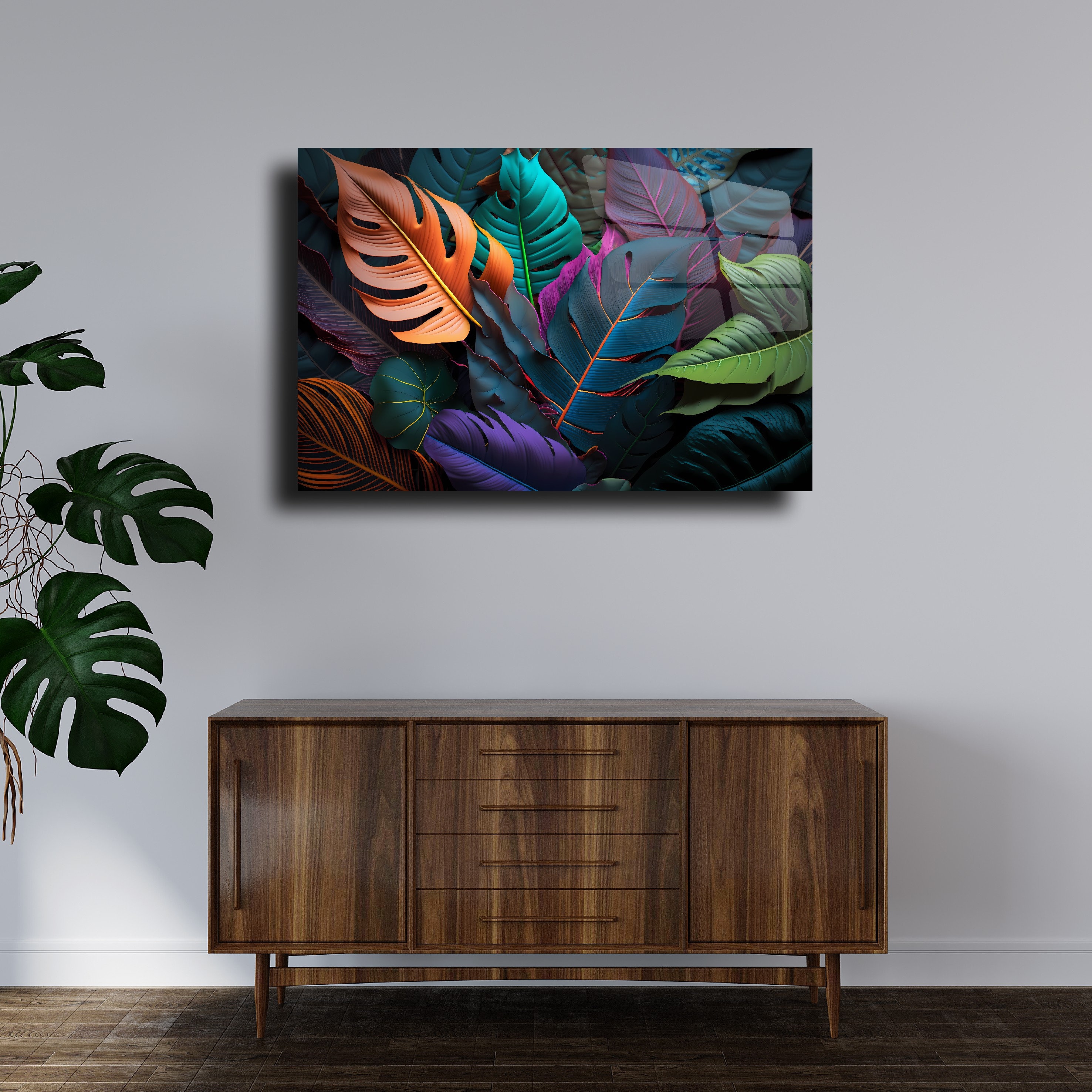 Colored Leaves Modern Glass Wall Hanging Art Leaf Decor - Etsy