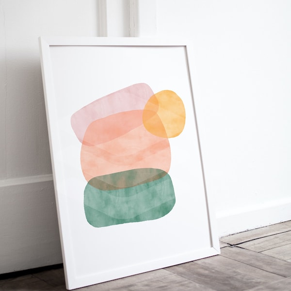 Pastel Prints Wall Art , Pastel Abstract Shapes Poster, Digital Instants