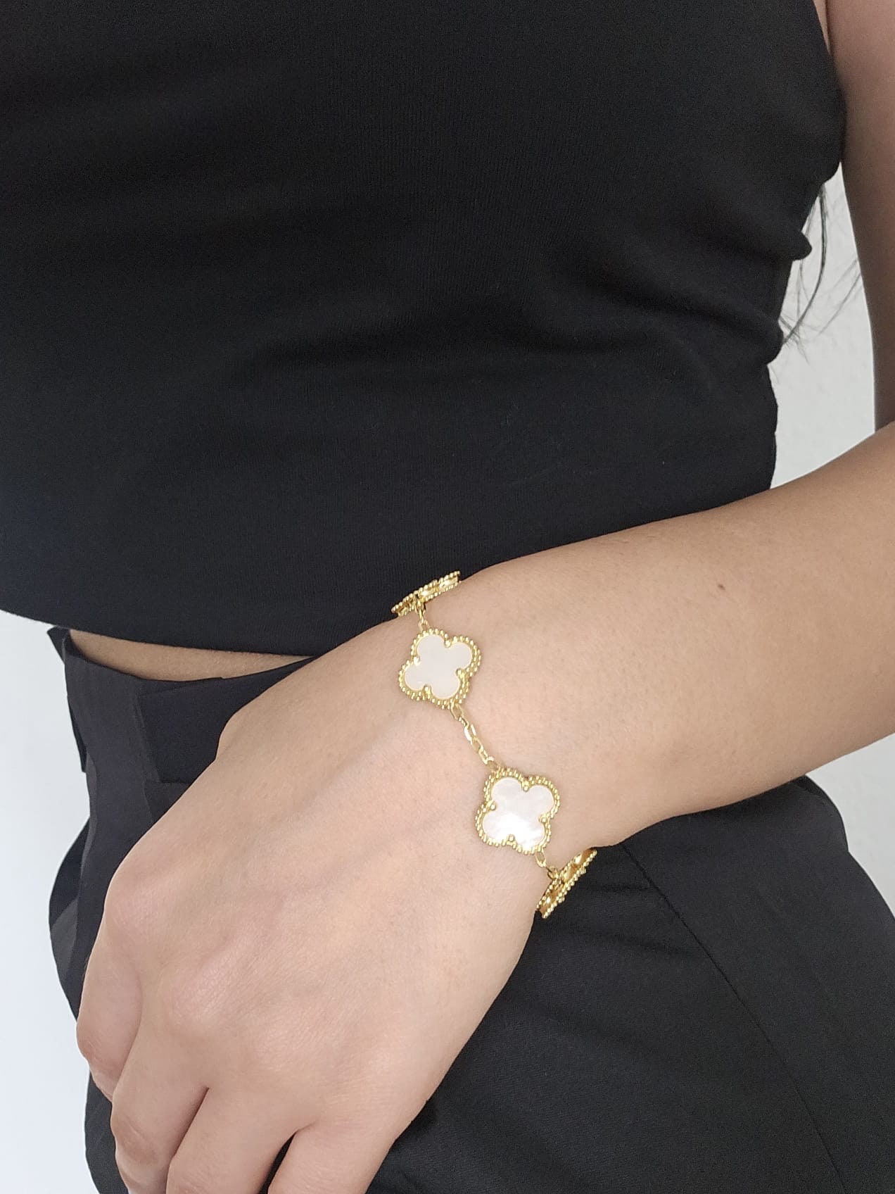 14K Yellow Gold Four Leaf Clover Bracelet, Dainty Good Luck Bracelet,  Clover Lucky Charm Bracelet, St. Patrick's Day Accessory, Gift for Her 