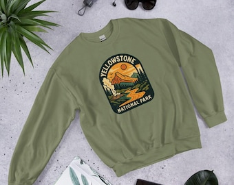 Yellowstone National Park Sweatshirt | Vintage National Park Crewneck | Gildan 18000 Unisex Sweater | Hiking Adventure Sweatshirt