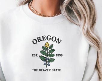 オレゴン州シャツ | ビーバー州Tシャツ | オレゴングレープフラワーデザイン | 州プライドグラフィックTシャツ | フラットミニマリストオレゴンTシャツ | オレゴンギフト