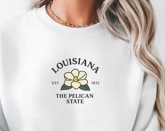 Louisiana State Sweatshirt | Magnolia State Flower Shirt | The Pelican State | Louisiana Statehood 1812 Apparel | State Pride Gift