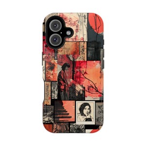 Funda para teléfono con diseño de collage japonés para iPhone 16, 15, 14 y 13 (MagSafe)