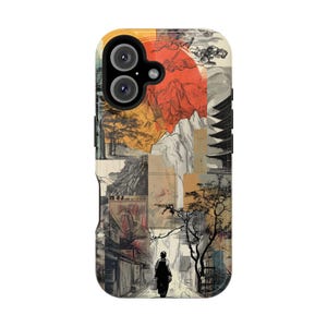 Funda para teléfono con diseño de collage japonés para iPhone 16, 15, 14 y 13 (MagSafe)