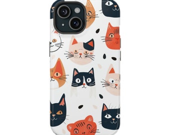 Cat Illustration Cat Lover Cute Funny Cats Many Cats Crazy Cat Lady Funny Cat Drawing MagSafe Tough Case, iPhone 13 iPhone 14 iPhone 15