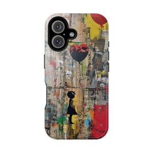 Capa de telefone Banksy Art Graffiti para iPhone 16, 15, 14, 13 MagSafe