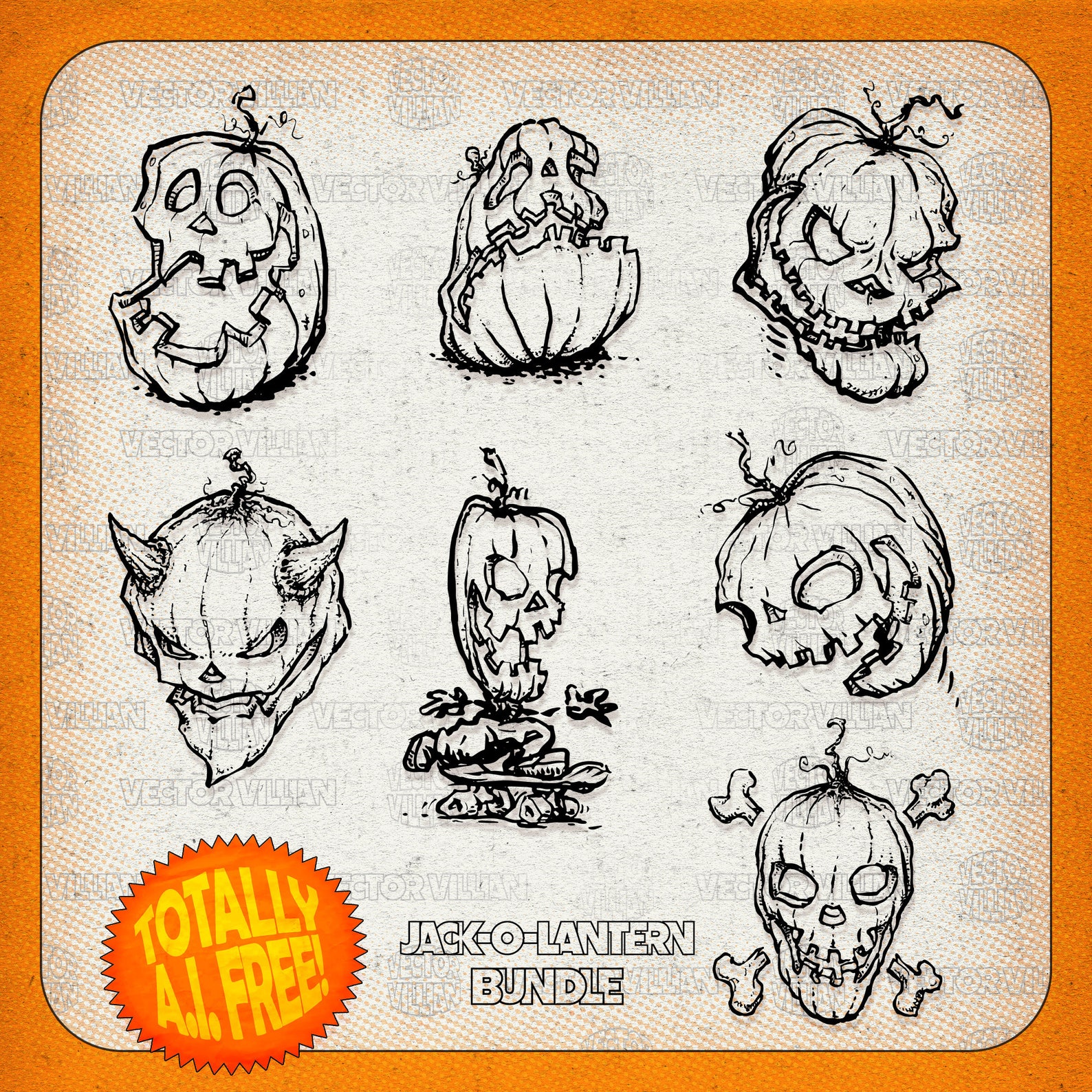 Jack-o-lantern SVG Bundle | 7 Jack-o-lantern Characters Halloween ...