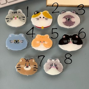 NIEUWE VOORRAAD Leuke cartoon kattenras gezicht telefoongreep universele telefoongreep|Veilig vasthouden | Kattenliefhebber|Telefoonstandaardbevestiging|Kindle-houder|Uniek kattencadeau