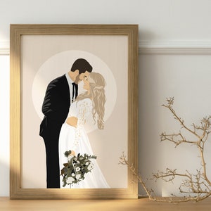 dessin personnalisé original minimaliste avec ou sans visage, détaillé à offrir pour une occasion - mariage, anniversaire, noël, fête - pour des amis, la famille ou son conjoint