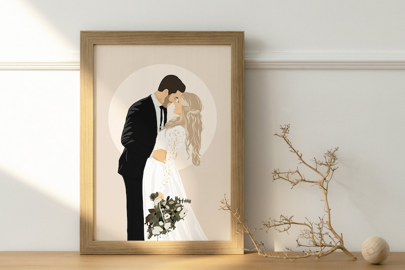 dessin personnalisé original minimaliste avec ou sans visage, détaillé à offrir pour une occasion - mariage, anniversaire, noël, fête - pour des amis, la famille ou son conjoint