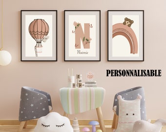 Set of three personalized children's posters