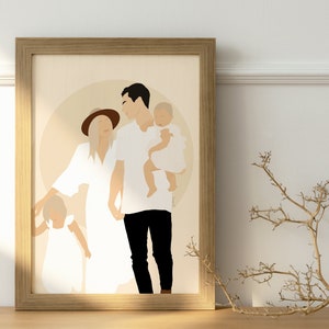 dessin personnalisé original minimaliste avec ou sans visage, détaillé à offrir pour une occasion - mariage, anniversaire, noël, fête - pour des amis, la famille ou son conjoint