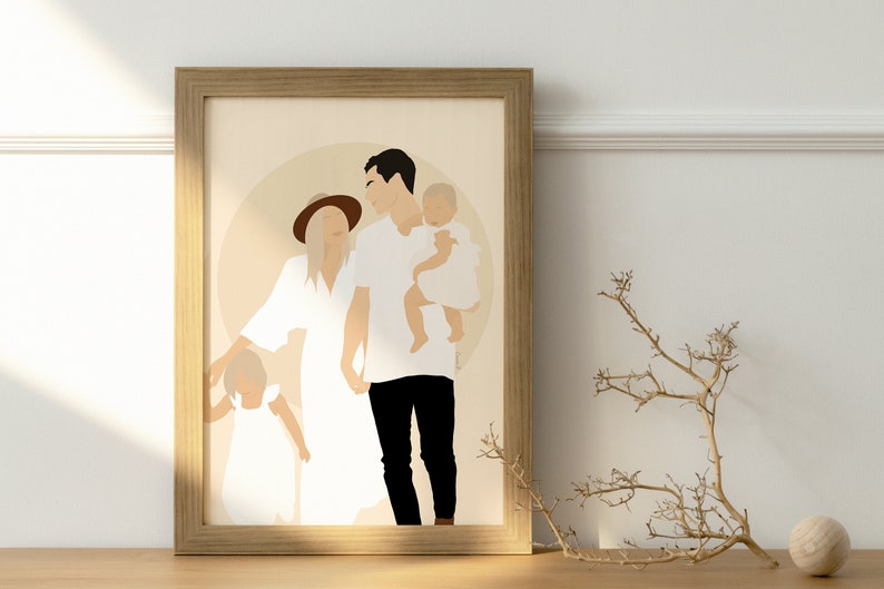 dessin personnalisé original minimaliste avec ou sans visage, détaillé à offrir pour une occasion - mariage, anniversaire, noël, fête - pour des amis, la famille ou son conjoint