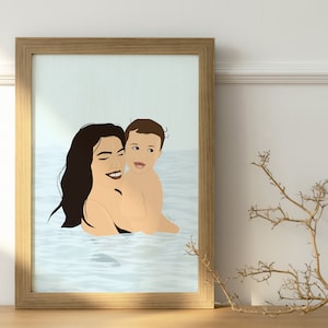 dessin personnalisé original minimaliste avec ou sans visage, détaillé à offrir pour une occasion - mariage, anniversaire, noël, fête - pour des amis, la famille ou son conjoint