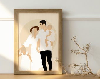 Personalized DIGITAL minimalist portrait without face, detailed, realistic wedding gift, birthday