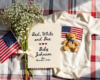 America Pregnancy Announcement, Independence Day Baby Reveal, Patriotic Pregnancy Reveal, Red White and Due Announcement, Social Media