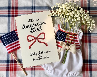 American Baby Girl Announcement, Patriotic Pregnancy Reveal, 4th of July Baby Reveal, Baby Girl Pregnancy Announcement, Little Firecracker