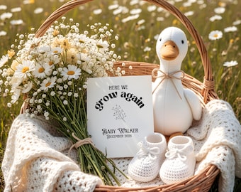 Pregnancy Announcement Template, Baby Reveal, Second or Third Baby Announcement, Goose Theme Digital Download Photo, Gender Neutral Duck