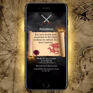 D&D-uitnodiging Dungeons and Dragons-uitnodiging Digitale uitnodiging Geanimeerde uitnodiging D en D-uitnodiging DnD tieneruitnodiging jongen tekstuitnodiging
