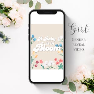 Video de revelación de género de niña Video de revelación de género de Baby in Bloom Video de revelación de género de It's a Girl Video de revelación de género de verano Mensaje de texto de revelación de género