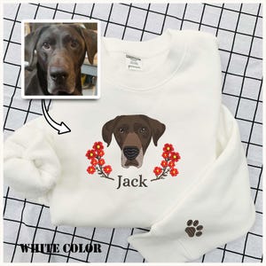 Custom Pet Portrait Embroidered Sweatshirt, Custom Dog Face Embroidered Hoodie, Pet Memorial Gift, Personalized Dog Embroidered Sweatshirt