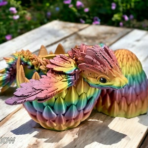 3D gedruckter artikulierter Drache mit Ei: Sensorisches Fidget Spielzeug